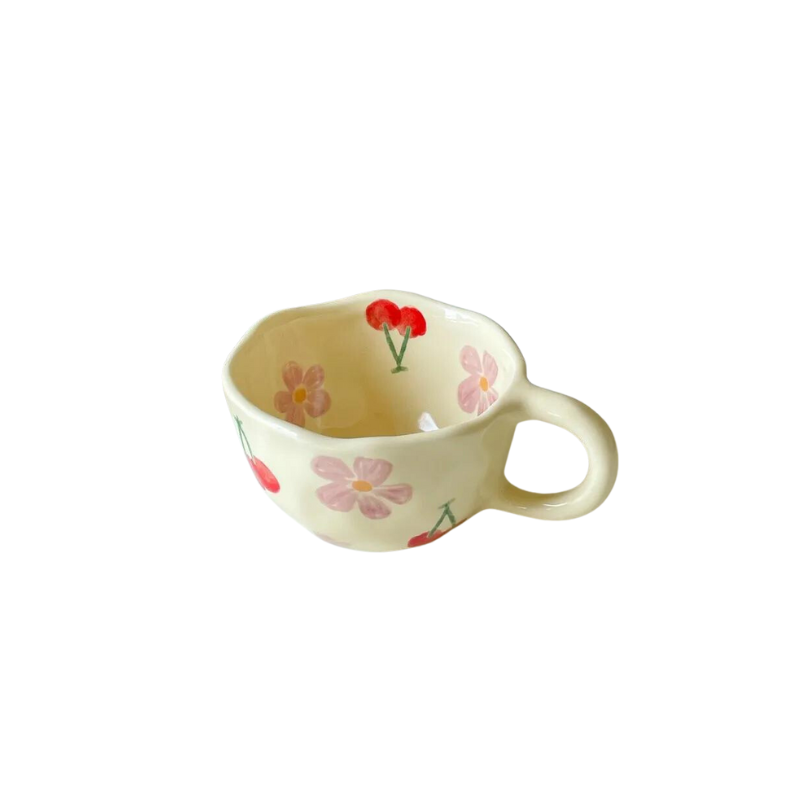 Hand Pinched Irregular Flower Ceramic Mugs