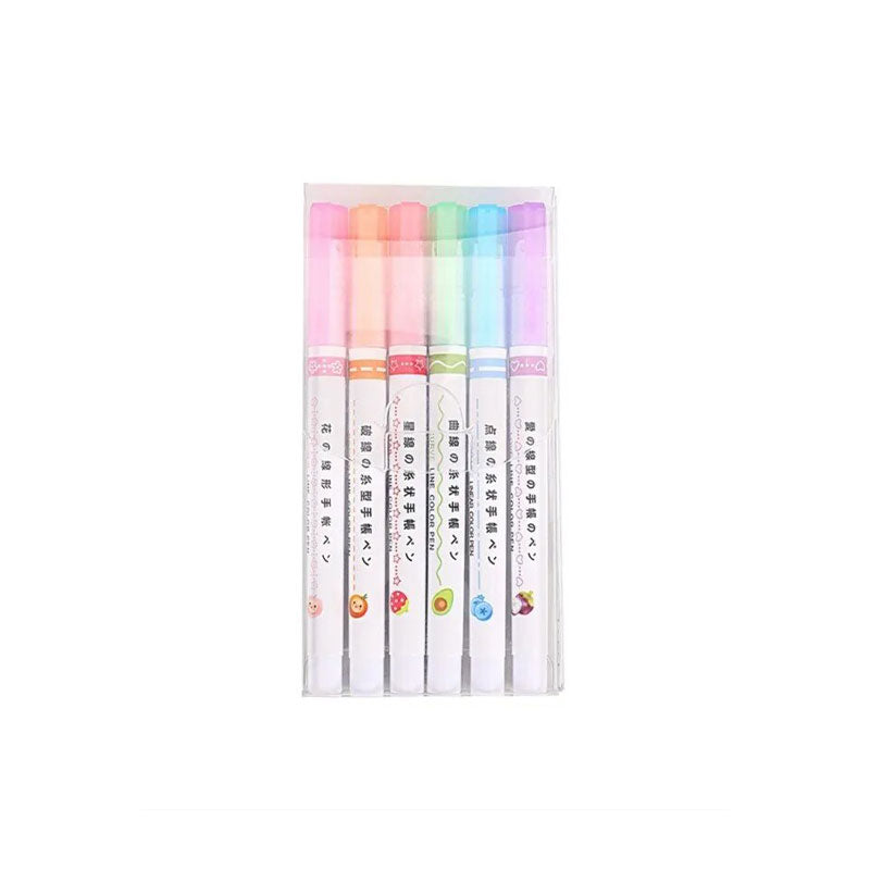 6Pcs/set Flowers Line Shaped Highlighter Pens