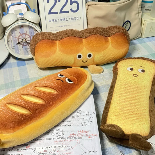 Funny Bread Cute Plush Pencil Case