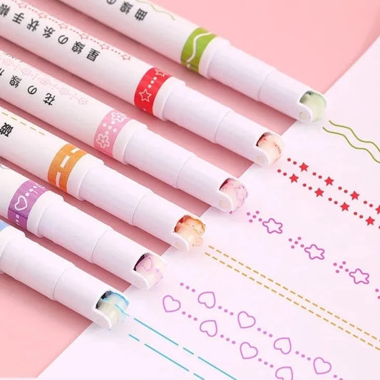 6Pcs/set Flowers Line Shaped Highlighter Pens