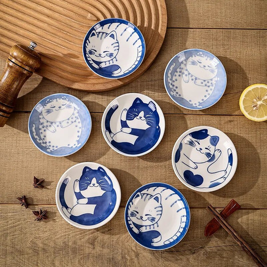 Lucky Cat Pattern Ceramic Dessert Dish Tableware